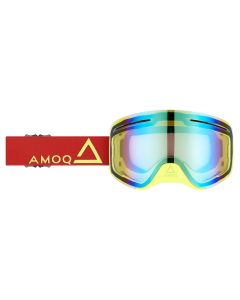 AMOQ Vision Vent+ Magnetic Skoterglasögon Red-HiVis - Gold Mirror