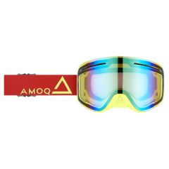 AMOQ Vision Vent+ Magnetic Skoterglasögon Red-HiVis - Gold Mirror