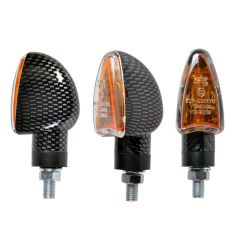 Forte Blinkers, Mini Laser, Carbon-mönster, E-märkt, Par, l. 70mm Moped/Scooter
